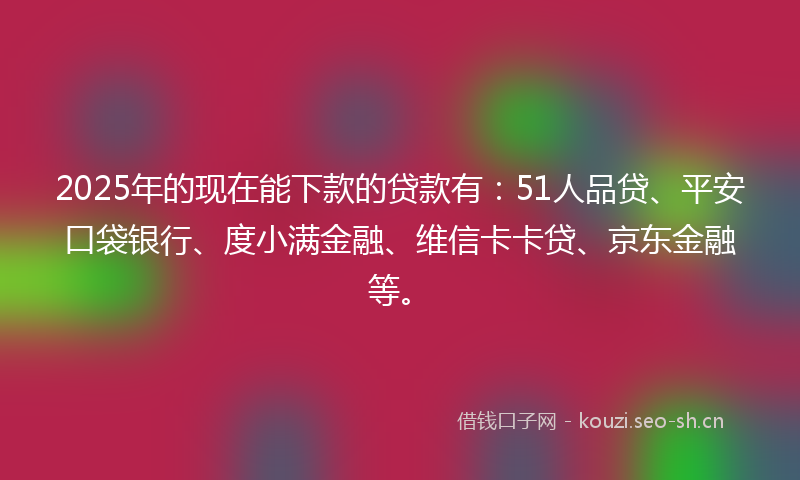 2025年的现在能下款的贷款有：51人品贷、平安口袋银行、度小满金融、维信卡卡贷、京东金融等。