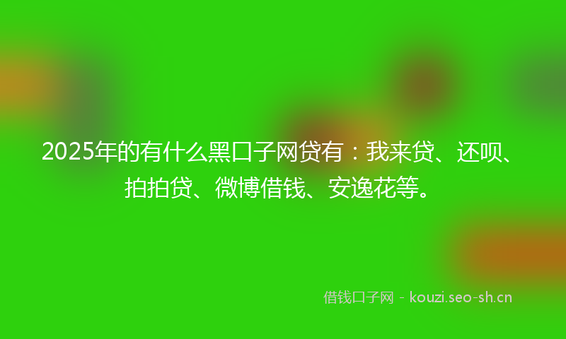 2025年的有什么黑口子网贷有:我来贷、还呗、拍拍贷、微博借钱、安逸花等。