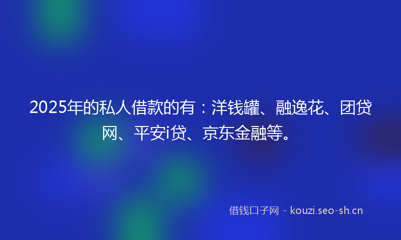 2025年的私人借款的有：洋钱罐、融逸花、团贷网、平安i贷、京东金融等。