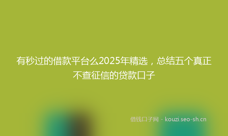 有秒过的借款平台么2025年精选，总结五个真正不查征信的贷款口子