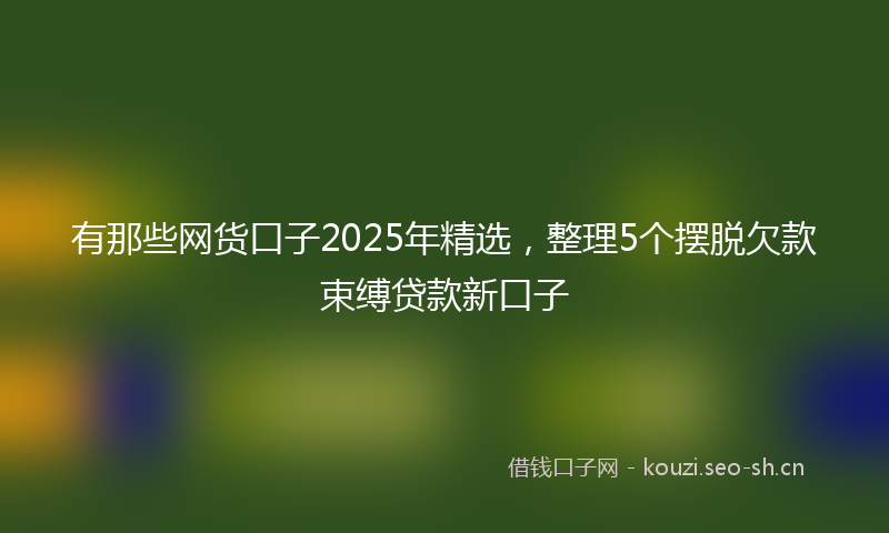 有那些网货口子2025年精选，整理5个摆脱欠款束缚贷款新口子