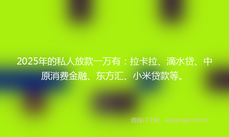 2025年的私人放款一万有：拉卡拉、滴水贷、中原消费金融、东方汇、小米贷款等。