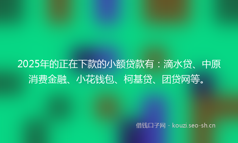 2025年的正在下款的小额贷款有：滴水贷、中原消费金融、小花钱包、柯基贷、团贷网等。