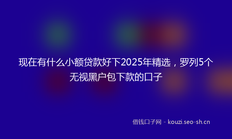 现在有什么小额贷款好下2025年精选，罗列5个无视黑户包下款的口子