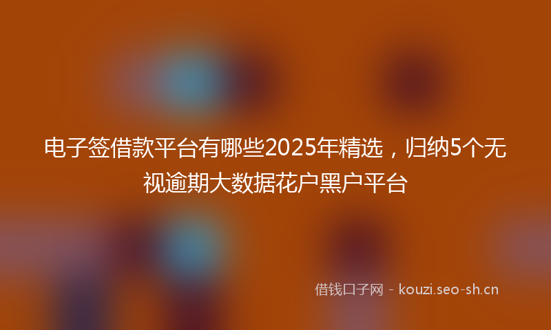 电子签借款平台有哪些2025年精选，归纳5个无视逾期大数据花户黑户平台