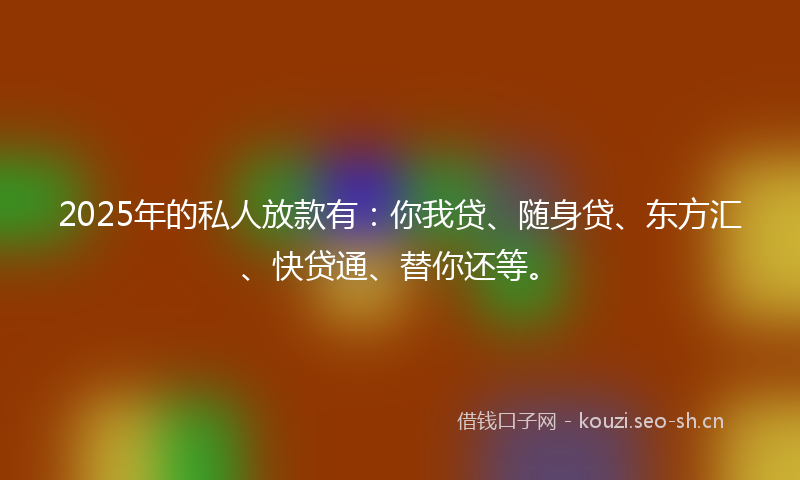 2025年的私人放款有：你我贷、随身贷、东方汇、快贷通、替你还等。
