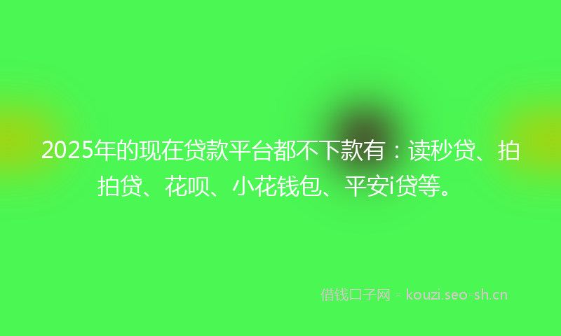 2025年的现在贷款平台都不下款有：读秒贷、拍拍贷、花呗、小花钱包、平安i贷等。