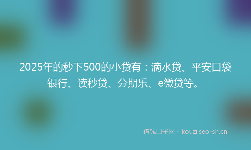 2025年的秒下500的小贷有：滴水贷、平安口袋银行、读秒贷、分期乐、e微贷等。