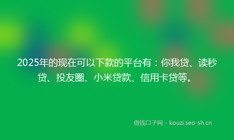 2025年的现在可以下款的平台有：你我贷、读秒贷、投友圈、小米贷款、信用卡贷等。