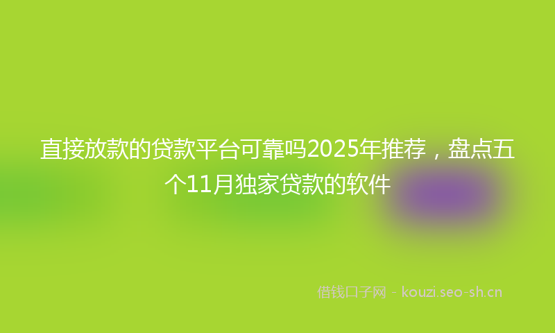 直接放款的贷款平台可靠吗2025年推荐，盘点五个11月独家贷款的软件