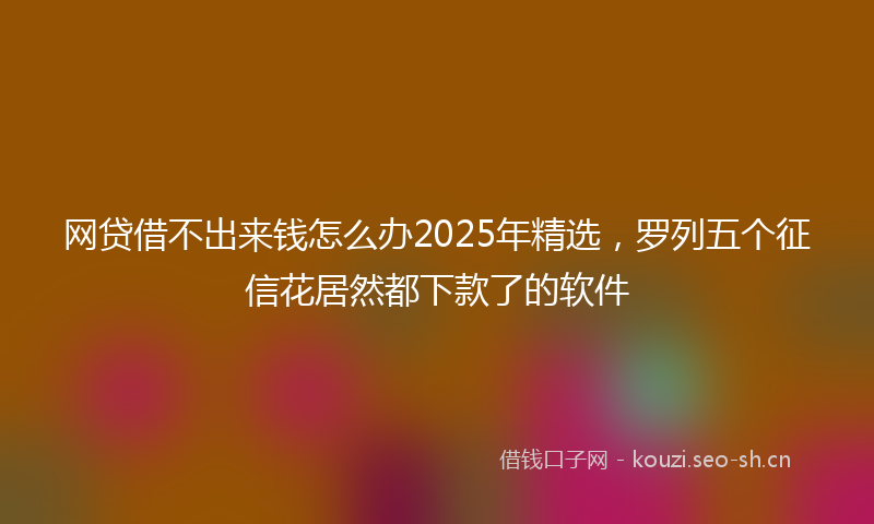 网贷借不出来钱怎么办2025年精选，罗列五个征信花居然都下款了的软件