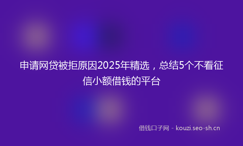 申请网贷被拒原因2025年精选，总结5个不看征信小额借钱的平台