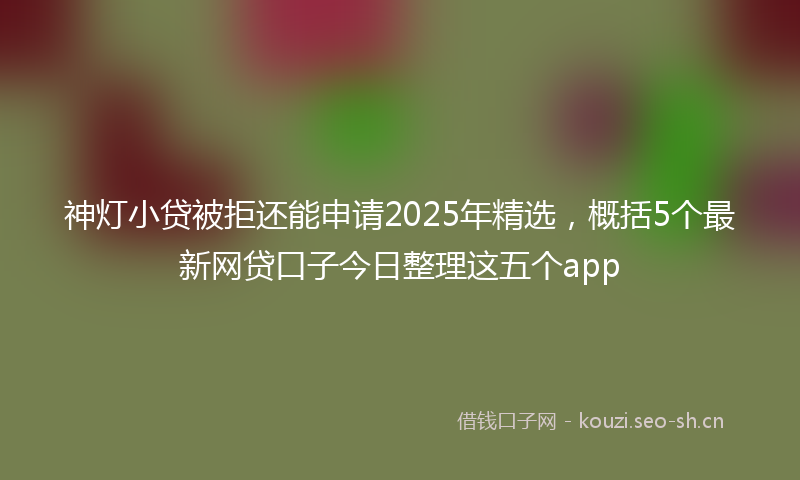 神灯小贷被拒还能申请2025年精选，概括5个最新网贷口子今日整理这五个app