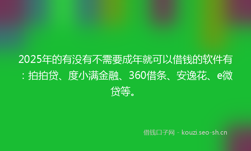 2025年的有没有不需要成年就可以借钱的软件有：拍拍贷、度小满金融、360借条、安逸花、e微贷等。