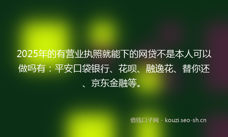 2025年的有营业执照就能下的网贷不是本人可以做吗有：平安口袋银行、花呗、融逸花、替你还、京东金融等。
