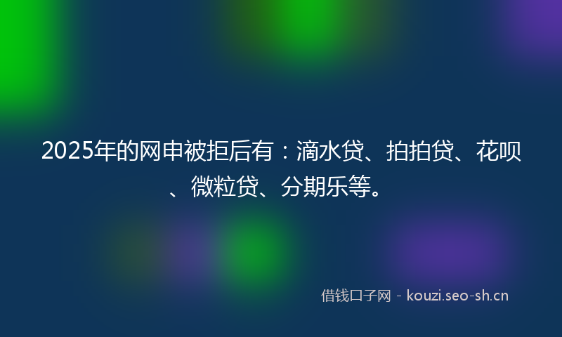 2025年的网申被拒后有：滴水贷、拍拍贷、花呗、微粒贷、分期乐等。