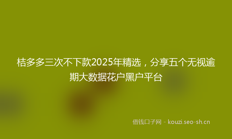 桔多多三次不下款2025年精选，分享五个无视逾期大数据花户黑户平台