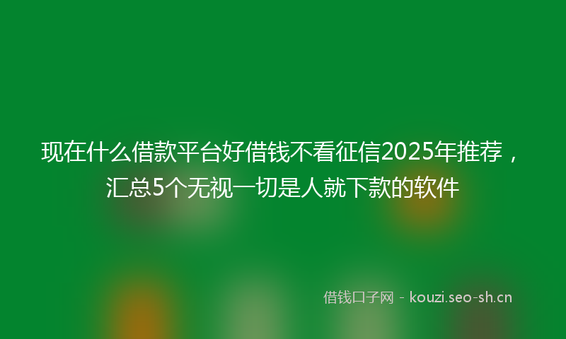 现在什么借款平台好借钱不看征信2025年推荐，汇总5个无视一切是人就下款的软件