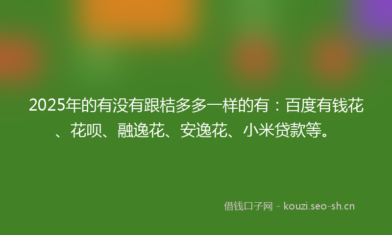 2025年的有没有跟桔多多一样的有：百度有钱花、花呗、融逸花、安逸花、小米贷款等。