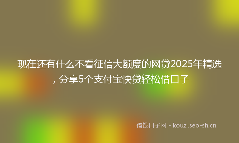 现在还有什么不看征信大额度的网贷2025年精选，分享5个支付宝快贷轻松借口子