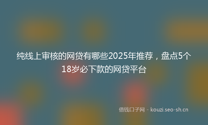 纯线上审核的网贷有哪些2025年推荐，盘点5个18岁必下款的网贷平台