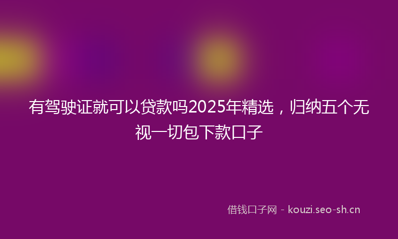 有驾驶证就可以贷款吗2025年精选，归纳五个无视一切包下款口子