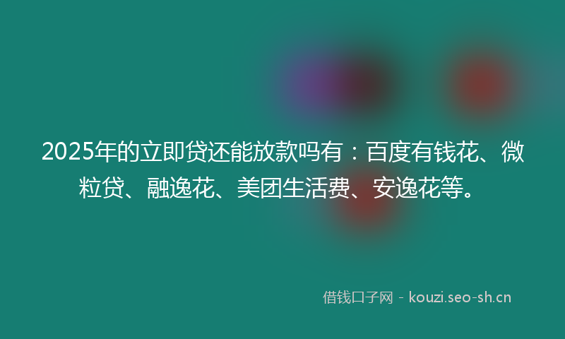 2025年的立即贷还能放款吗有：百度有钱花、微粒贷、融逸花、美团生活费、安逸花等。