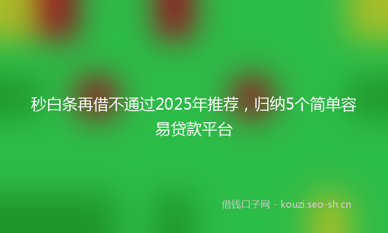 秒白条再借不通过2025年推荐，归纳5个简单容易贷款平台