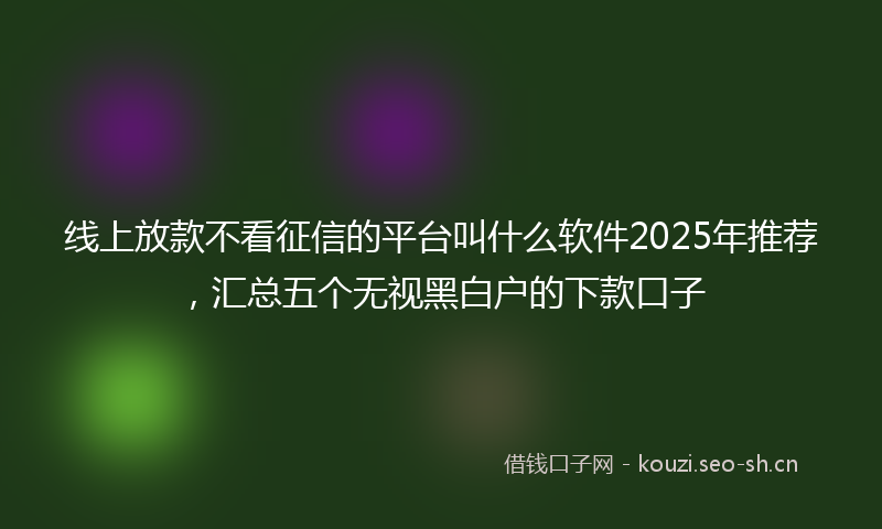 线上放款不看征信的平台叫什么软件2025年推荐，汇总五个无视黑白户的下款口子