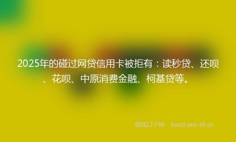2025年的碰过网贷信用卡被拒有：读秒贷、还呗、花呗、中原消费金融、柯基贷等。