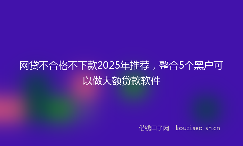 网贷不合格不下款2025年推荐，整合5个黑户可以做大额贷款软件