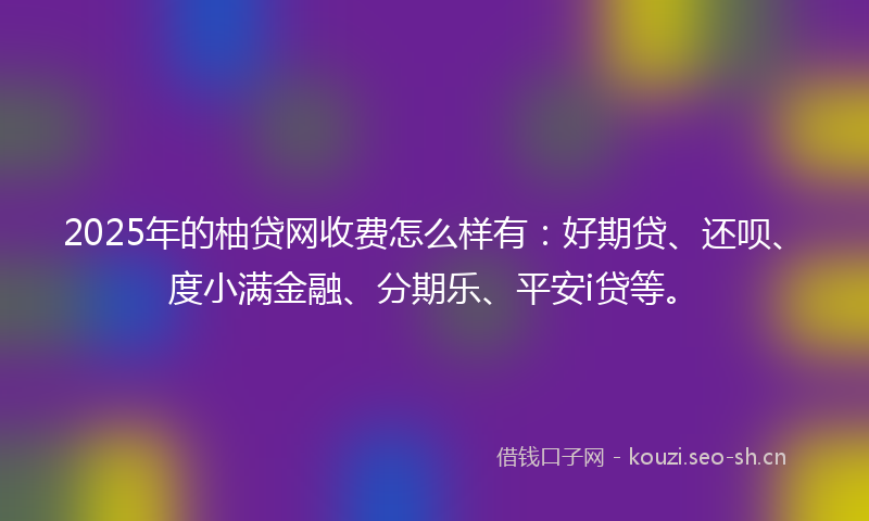2025年的柚贷网收费怎么样有：好期贷、还呗、度小满金融、分期乐、平安i贷等。