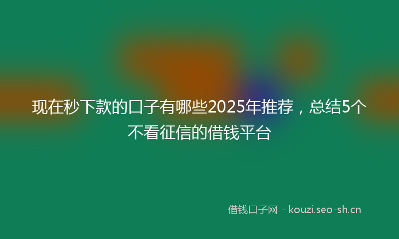 现在秒下款的口子有哪些2025年推荐，总结5个不看征信的借钱平台