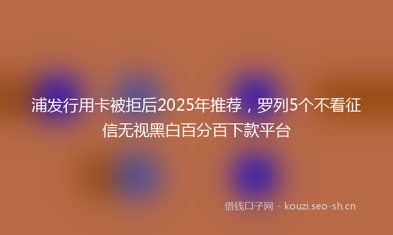 浦发行用卡被拒后2025年推荐，罗列5个不看征信无视黑白百分百下款平台