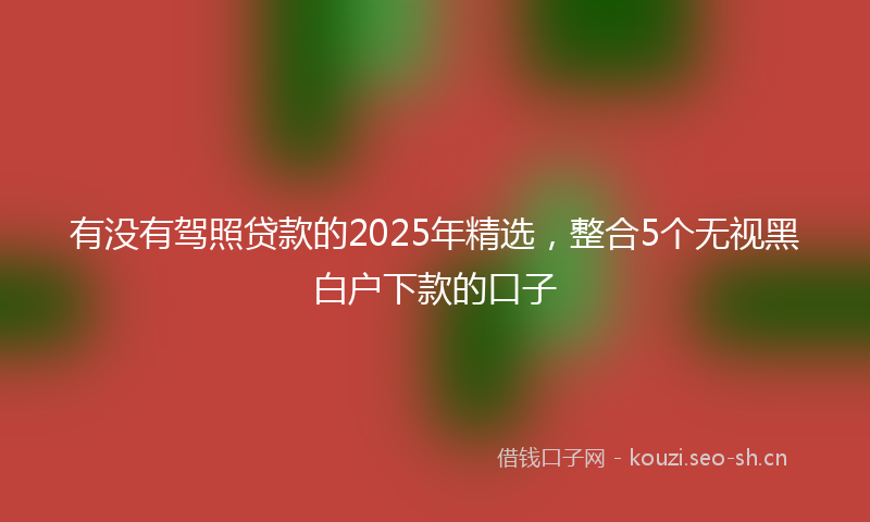 有没有驾照贷款的2025年精选，整合5个无视黑白户下款的口子