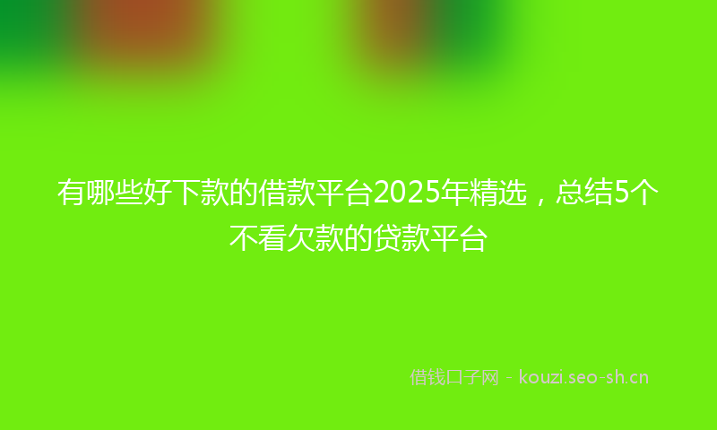 有哪些好下款的借款平台2025年精选，总结5个不看欠款的贷款平台