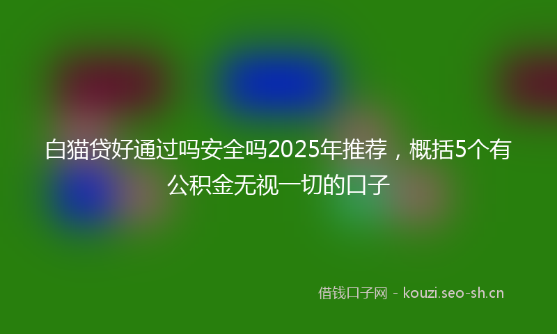 白猫贷好通过吗安全吗2025年推荐，概括5个有公积金无视一切的口子