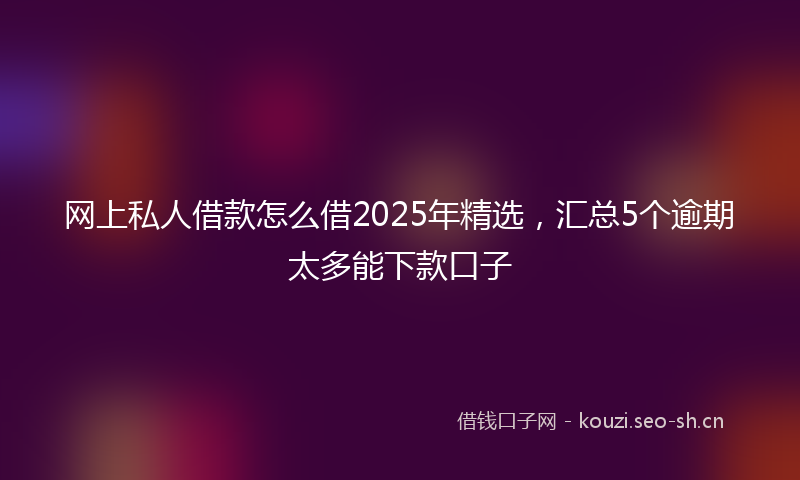 网上私人借款怎么借2025年精选，汇总5个逾期太多能下款口子