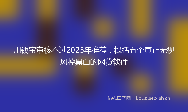 用钱宝审核不过2025年推荐，概括五个真正无视风控黑白的网贷软件