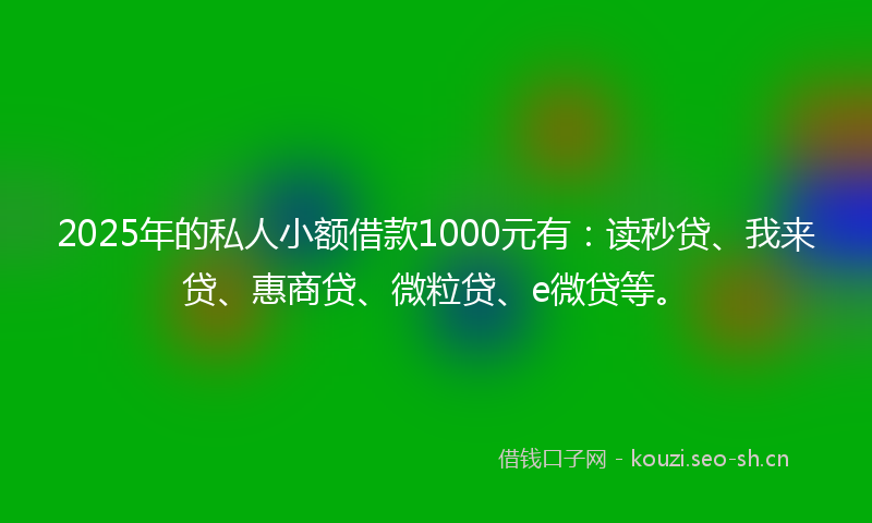 2025年的私人小额借款1000元有：读秒贷、我来贷、惠商贷、微粒贷、e微贷等。