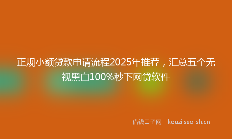 正规小额贷款申请流程2025年推荐,汇总五个无视黑白100%秒下网贷软件