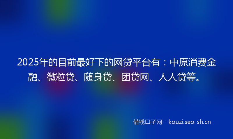 2025年的目前最好下的网贷平台有：中原消费金融、微粒贷、随身贷、团贷网、人人贷等。