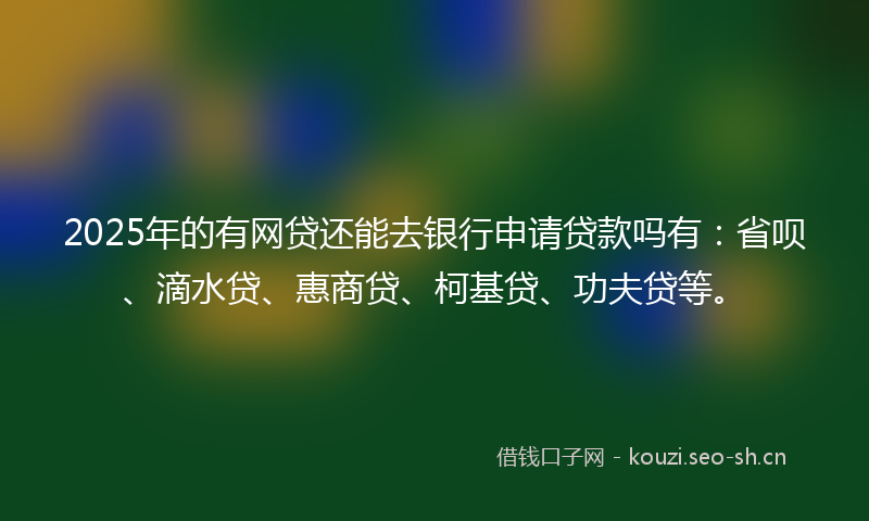 2025年的有网贷还能去银行申请贷款吗有：省呗、滴水贷、惠商贷、柯基贷、功夫贷等。