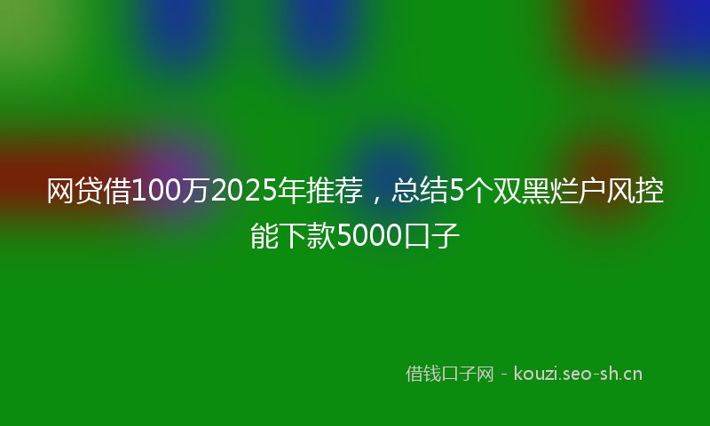 网贷借100万2025年推荐，总结5个双黑烂户风控能下款5000口子