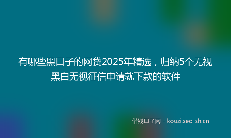 有哪些黑口子的网贷2025年精选，归纳5个无视黑白无视征信申请就下款的软件