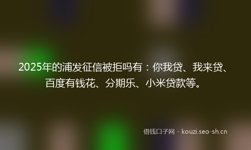 2025年的浦发征信被拒吗有：你我贷、我来贷、百度有钱花、分期乐、小米贷款等。