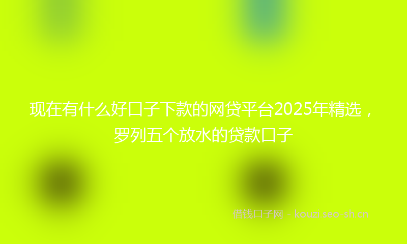 现在有什么好口子下款的网贷平台2025年精选，罗列五个放水的贷款口子