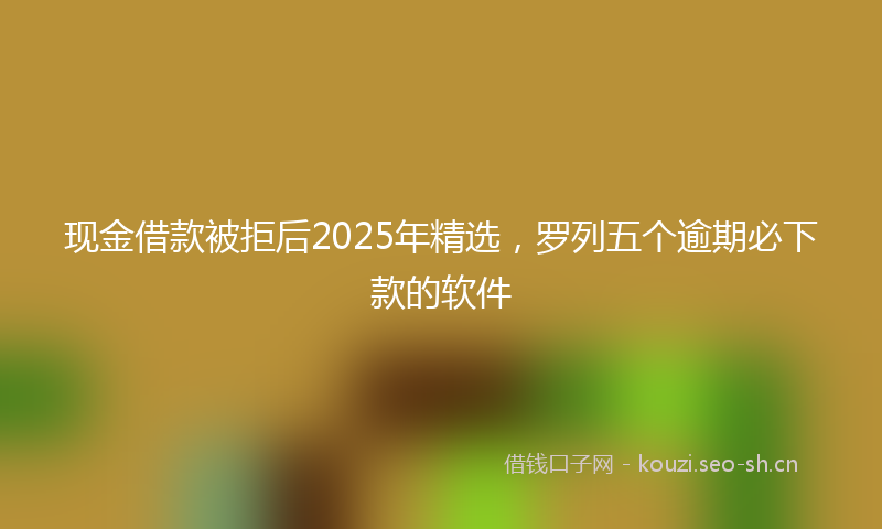 现金借款被拒后2025年精选，罗列五个逾期必下款的软件
