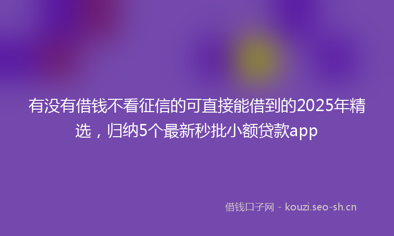 有没有借钱不看征信的可直接能借到的2025年精选，归纳5个最新秒批小额贷款app