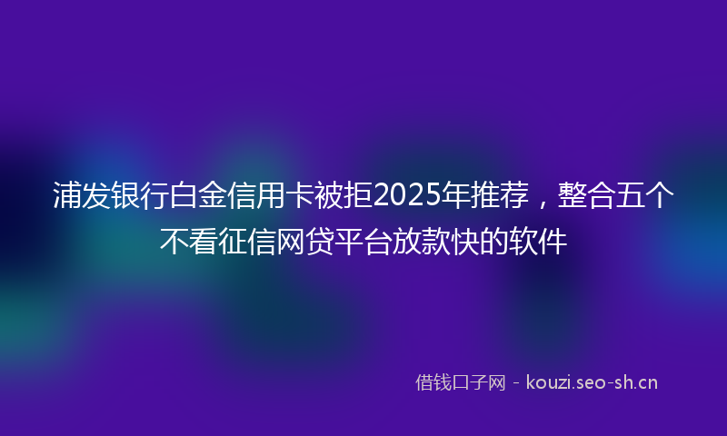 浦发银行白金信用卡被拒2025年推荐，整合五个不看征信网贷平台放款快的软件